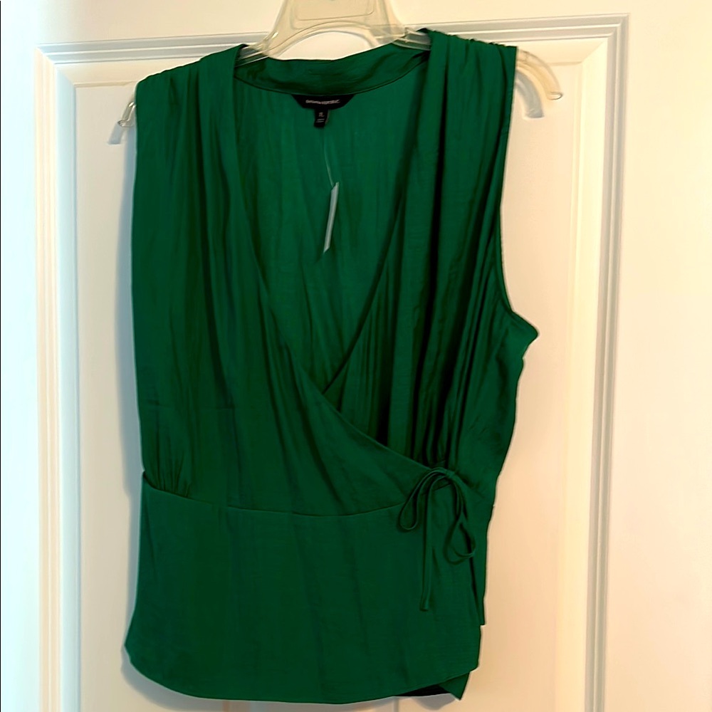 Banana Republic Green Wrap Tie Front Blouse